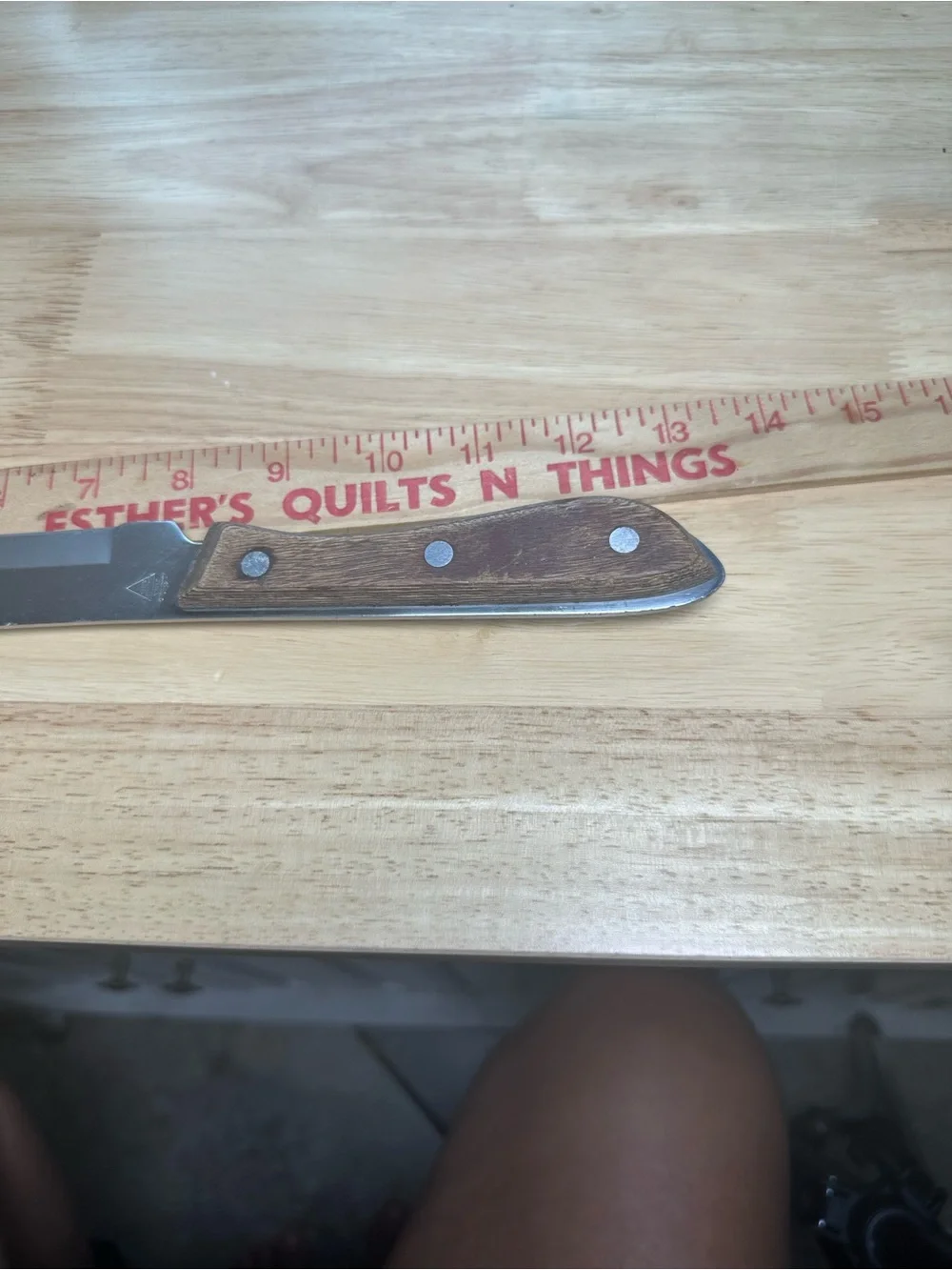 Vintage emperor steel Wood-Handle Carving Knife triple rivets 1970s
